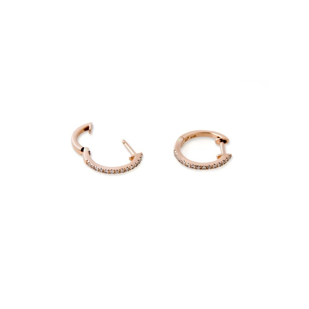 Jacquie Aiche Fine Jewelry Pave Diamond Mini Hoop Earring $530 Rose Gold single - Picture 12 of 14